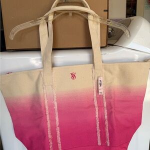 Victoria's Secret Cream and Pink Gradient Tote